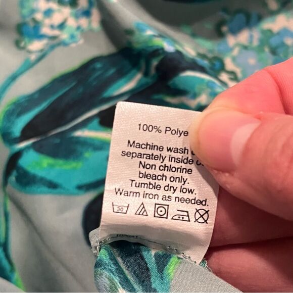 J. Crew Green & Blue Hydrangea Floral Print Short Sleeve Blouse Size Small - Picture 6 of 6